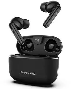 SoundMAGIC T80BT ANC Wireless Earbuds, Noise Cancelling, Black