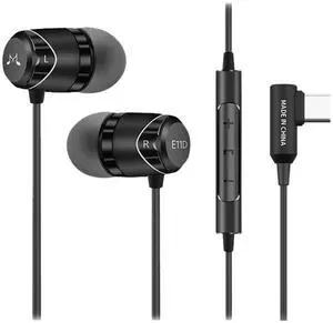 SoundMAGIC E11D USB-C in-Ear Stereo Headphones with 10mm Drivers, Metal Housing, L-Shaped Plug, in-Line Controller, HiFi Sound,Black