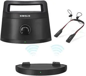 SIMOLIO 2.4GHz Digital Wireless TV Speakers & Wireless TV in-Ear Headphone, 100ft Range Portable Wireless TV Speakers with Wireless TV Headset, for Hard of Hearing Seniors and Elderly