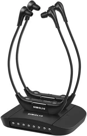 SIMOLIO Digital Wireless Headphones for TV, Dual Wireless Headsets for TV Watching with 3 Tone Presets, Separate Volume & Balance Control, 15 Hours Battery, Connect to Smart Optical, RCA, AUX TVs