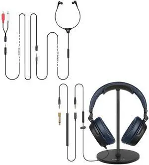SIMOLIO TV Headphones with Extra Long Cord, Two Styles for Choice, The Earbuds for TV with RCA & 3.5mm AUX Audio, The Over Ear TV Headphones with Headset Stand and 3.5mm AUX Audio & 6.35mm Adapter