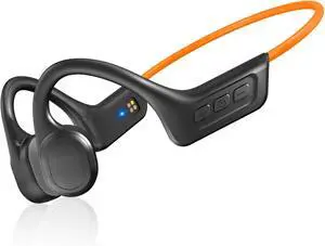 SilisoundTek Bone Conduction Headphones,Upgraded IPX7 Waterproof Wireless Earbuds,Open Ear Headphones Bluetooth 5.3 with Mic,10H Playtime for Running,Cycling,Hiking,Gym,Workout (Light Orange)