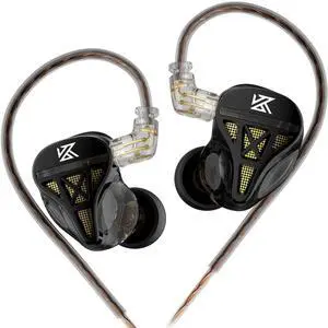 KZ DQS Dynamic Driver Semi-Open HiFi Sound in-Ear Headphones/Earphones/Earbuds, KZ Extra Bassy Drummer in Ear Monitor Headset (Black, Without Mic)
