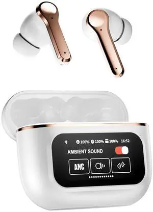 Ttbesmi Active Noise Cancelling Touch Screen Earbuds with Screen Touchscreen TWS Bluetooth Earbuds Active Noise Canceling Blue Tooth Ear Buds for iPhone ANC Transparency Mode