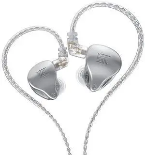 KZ-AST in-Ear Monitors, 24BA Top-Level Configuration HiFi Stereo Earphones, Lightweight Noise Isolating Stage IEM Wired Earbuds/Headphones for Musician Audiophile (Without Mic, Silvery)