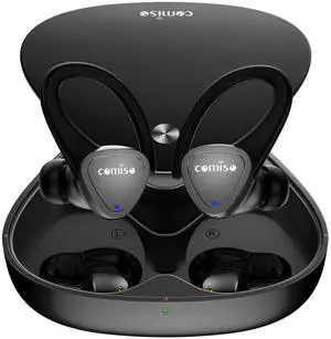 comiso Wireless Earbuds Bluetooth Headphones-5.3 Headphone Sport with Noise Cancelling Mic, Stereo Bass Over Ear Buds with Earhooks, Charging Case, 60H in Ear Bluetooth Earphone for Workout Running