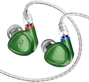 SHANLING MG100 in-Ear HiFi Headphones,Hi-Res Dynamic Driver iems,Wired Audiophile Earphones,Detachable MMCX Cable,3.5/4.4mm Plug,Sound Tunning Nozzles(Green)