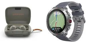Sennheiser Momentum Sport (Olive) Earbuds with Crystal-Clear Sound and Adaptive ANC Bundle with Polar Grit X2 Pro (Stone Grey) Premium GPS Smart Sports Watch, Advanced Navigation, Heart Rate Tracking