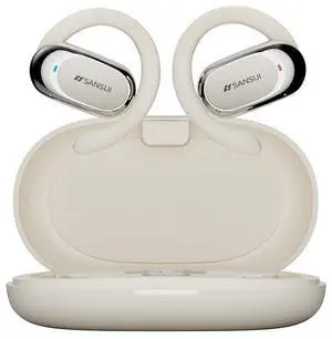 SANSUI W92 Wireless Open Ear Headphones, Gaming & Sports Ear Buds (Lvory)
