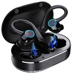 Earbuds, Q23 PRO Bluetooth 5.1 Sport Waterproof Earphones with Charging Case, Stereo Noise Cancelling Earhooks Headset Bulit in Mic, for Sports Travel Work Gym(Black)
