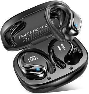Wireless Earbuds Sport Bluetooth Headphones 5.4, 75Hrs Stereo New Bluetooth Earbuds with 4 HD Mic, Over-Ear Buds with Earhooks ENC Noise Canceling Earphones, IP7 Waterproof Headset for Workout/Running