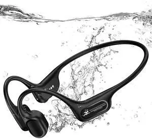 RR SPORTS Bone Conduction Swimming Headphones,IP68 Waterproof, Built-in 32GB MP3 Player, Open-Ear Design for Swimming, Surfing, Running & Cycling (Black)