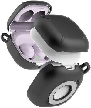 Ringke Slim-X Case for Samsung Galaxy Buds 2 Pro (2022), Galaxy Buds 2, Galaxy Buds Pro, Galaxy Buds Live Anti-Scratch Protective Case PC Solid Protective Cover with Carabiner  Matte Black