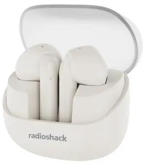 RadioShack Live Sound Wireless Bluetooth Earbuds with Noise Cancellation, IPX5 Waterproof (White)