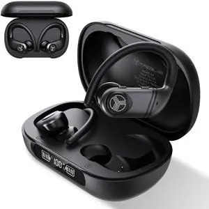 TREBLAB X4 Wireless Earbuds with Earhooks  253H Battery, ENC Mic, Bluetooth 5.4, USB-C Charging Case, IPX5 Waterproof, Noise Isolating, for Running, Calls, Workouts  Bluetooth Over Ear Earbuds