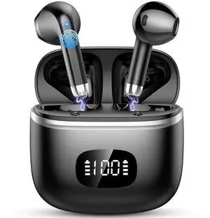Wireless Earbuds Bluetooth, Headphones Bluetooth 5.3 with HiFi Stereo Deep Bass, Ear buds with Noise Cancelling ENC Mic, Headsets Dual LED Display, 40H Playtime Earphones for Phone Pad Laptop Computer