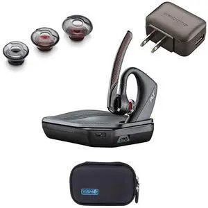 Plantronics 206110-01 (Poly) 5200-UC Bluetooth Headset Bundle. Includes Headset, Charging case, Wall Plug, earpieces and Yismo Water-Resistant Carry case. PC, Mac, Android and Most Software.