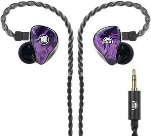 OKCSC HIFI In-Ear Headphones,Premium Audio Earphones,Noise-resistant&interference-free,with Storage Pouch,Purple Sparkle Panel,0.78mm Detachable Single Crystal Copper Cable, Hi-Resolution Sound Purple