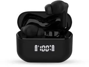 Naztech Xpods Pro ANC True Wireless Earbuds 4X Voice-Isolating Mics IPX5 Waterproof in Ear Bluetooth 5.4 Headphones Wireless Charging Case LED Display (Black)