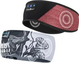 MUSICOZY Sleep Headphones Bluetooth Headband Wireless Music Headband Headphones, Earbuds for Side Sleepers Women Men Workout Running Travel Yoga Cool Gadgets Unique Gift, 2 Packs