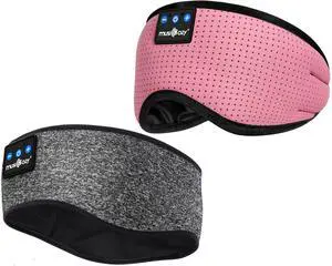 MUSICOZY Sleep Headphones Bluetooth Sports Headband, Wireless Music Sleeping Headphones Sleep Eye Mask Earbuds for Side Sleepers Workout Running Travel Yoga Office, Pack of 2