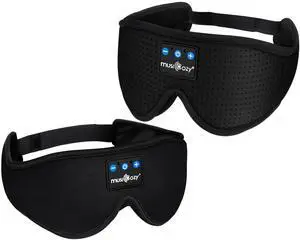 MUSICOZY Sleep Headphones Bluetooth 5.4 Headband Breathable 3D Sleeping Headphones, Wireless Eye Mask Sleep Earbuds for Side Sleepers Women Office Air Travel Cool Tech Gadgets Unique Gifts, Pack of 2