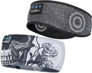 MUSICOZY Sleep Headphones Bluetooth Headband Wireless Music Headband Headphones, Earbuds for Side Sleepers Women Men Workout Running Travel Yoga Cool Gadgets Unique Gift, 2 Packs