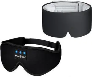 MUSICOZY Ice Silk Sleep Mask Headphones, Sleep Headphones,Bluetooth 5.4 Sleep Mask Headband Headphones Sleeping Eye Mask,Earbuds Earphones with HD Headphones Stereo Speakers for Men Women