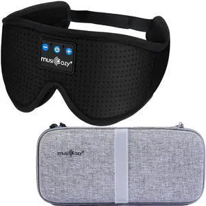 MUSICOZY 3D Bluetooth Sleep Mask & Hard Storage Case Bundle with Breathable Design, Wireless Headphones for Ultimate Comfort During Sleep & Travel