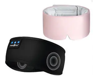 MUSICOZY Ice Silk Sleep Mask with Bluetooth Headphones, Sleep Headphones BluetoothSports Wireless Earphones Earbuds with HD Stereo Speaker, Eye Mask for Sleeping Blackout, Luxury Sleep for Men Women