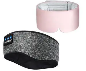 MUSICOZY Ice Silk Sleep Mask with Bluetooth Headphones, Sleep Headphones BluetoothSports Wireless Earphones Earbuds with HD Stereo Speaker, Eye Mask for Sleeping Blackout, Luxury Sleep for Men Women