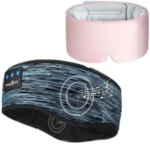 MUSICOZY Ice Silk Sleep Mask with Bluetooth Headphones, Sleep Headphones BluetoothSports Wireless Earphones Earbuds with HD Stereo Speaker, Eye Mask for Sleeping Blackout, Luxury Sleep for Men Women