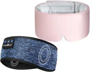 MUSICOZY Ice Silk Sleep Mask with Bluetooth Headphones, Sports Wireless Earphones, Eye Mask for Sleeping Blackout, Luxury Sleep for Men Women