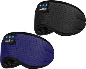 MUSICOZY Sleep Headphones Breathable Bluetooth 5.4 Headband 3D Sleeping Headphones, Wireless Eye Mask Sleep Earbuds for Side Sleeper Women Office Air Travel Cool Tech Gadgets Unique Gifts of 2 Packs