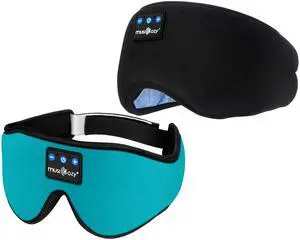 MUSICOZY Sleep Headphones Bluetooth 5.2 Headband Sleeping Headphones Sleep Mask, Wireless Music Eye Mask Sleep Earbuds for Side Sleeper Men Women Cool Tech Gadget Unique Gift Office Travel, Pack of 2