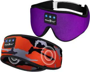 MUSICOZY Sleep Headphones Bluetooth Headband, Wireless Sleeping Headphones Mask Earbuds Built-in HD Speakers for Side Sleepers Women Men Running Travel Yoga Cool Gadgets Unique Gifts, 2 Packs