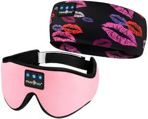 MUSICOZY Sleep Headphones Bluetooth Sports Headband, Wireless Music Sleeping Headphones Sleep Eye Mask Earbuds for Side Sleepers Workout Running Travel Yoga Office, Pack of 2