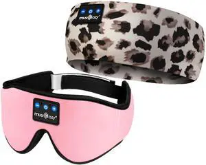 MUSICOZY Sleep Headphones Bluetooth Sports Headband, Wireless Music Sleeping Headphones Sleep Eye Mask Earbuds for Side Sleepers Workout Running Insomnia Travel Yoga Office, Pack of 2