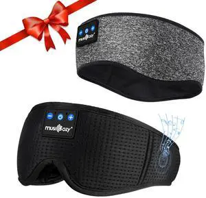 MUSICOZY Sleep Headphones Bluetooth Headband, Wireless Sleeping Headphones Mask Earbuds Built-in HD Speakers for Side Sleepers Women Men Running Insomnia Travel Yoga Cool Gadgets Unique Gifts, 2 Packs