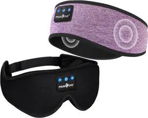 MUSICOZY Bluetooth 5.4 Headband Sleep Headphones Headband Headphones Sports Wireless Music Earphones Eye Mask Earbuds for Side Sleepers Workout Running Travel Yoga Office Gifts Mom Women