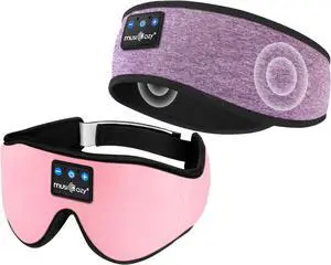 MUSICOZY Bluetooth 5.4 Headband Sleep Headphones Headband Headphones Sports Wireless Music Earphones Eye Mask Earbuds for Side Sleepers Workout Running Travel Yoga Office Gifts Mom Women