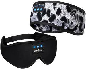 MUSICOZY Sleep Headphones Bluetooth Headband Sleeping Headphones Sleep Mask, Wireless Sleep Mask Earbuds for Side Sleepers Men Women Nap Air Travel Cool Tech Gadgets Unique Gifts Boys Girls 2 Packs