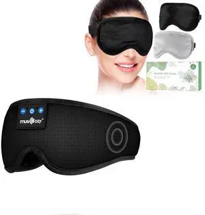 MUSICOZY Heated Eye Mask Sleep Headphones Bluetooth 5.4 Headband Sleeping Headphones Sleep Eye Mask, Wireless Music Earbuds Earphones for Side Sleepers Men Women Cool Gadgets Unique Gifts