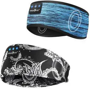 MUSICOZY Sleep Headphones Bluetooth 5.4 Headband, Sports Wireless Earphones Sweat Resistant Earbuds Sleeping Headphone with Ultra-Thin HD Stereo Speaker for Workout Running Cool Gadgets Unique Gifts