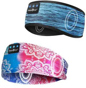 MUSICOZY Sleep Headphones Bluetooth 5.4 Headband, Sports Wireless Earphones Sweat Resistant Earbuds Sleeping Headphone with Ultra-Thin HD Stereo Speaker for Workout Running Cool Gadgets Unique Gifts