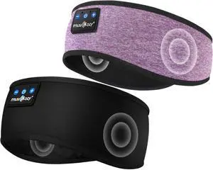 MUSICOZY Sleep Headphones Bluetooth Headband, Sleep Mask With Bluetooth Sleep Headphones, Sports Sleeping Headphones Sleep Earbuds with Ultra-Thin HD Stereo Speakers for Travel Workout, 2 Packs