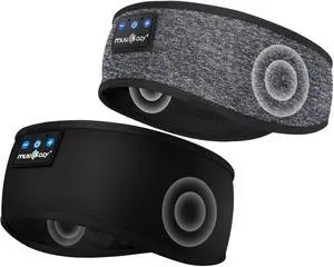 MUSICOZY Sleep Headphones Bluetooth Headband, Sleep Mask with Bluetooth Sleep Headphones, Sports Sleeping Headphones Sleep Earbuds with Ultra-Thin HD Stereo Speakers for Travel Workout, 2 Packs