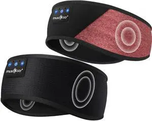 MUSICOZY Sleep Headphones Bluetooth Headband, Sleep Mask With Bluetooth Sleep Headphones, Sports Sleeping Headphones Sleep Earbuds with Ultra-Thin HD Stereo Speakers for Travel Workout, 2 Packs