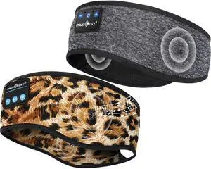 MUSICOZY Sleep Headphones Bluetooth Headband, Wireless Music Sleeping Headphones Sleep Mask Earbuds with Mic for Side Sleepers Workout Running Travel Yoga, Pack of 2