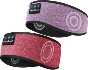 MUSICOZY Sleep Headphones Bluetooth Headband, Wireless Sleeping Headphones Mask Earbuds Built-in HD Speakers for Side Sleepers Women Men Running Travel Yoga Cool Gadgets Unique Gifts, 2 Packs
